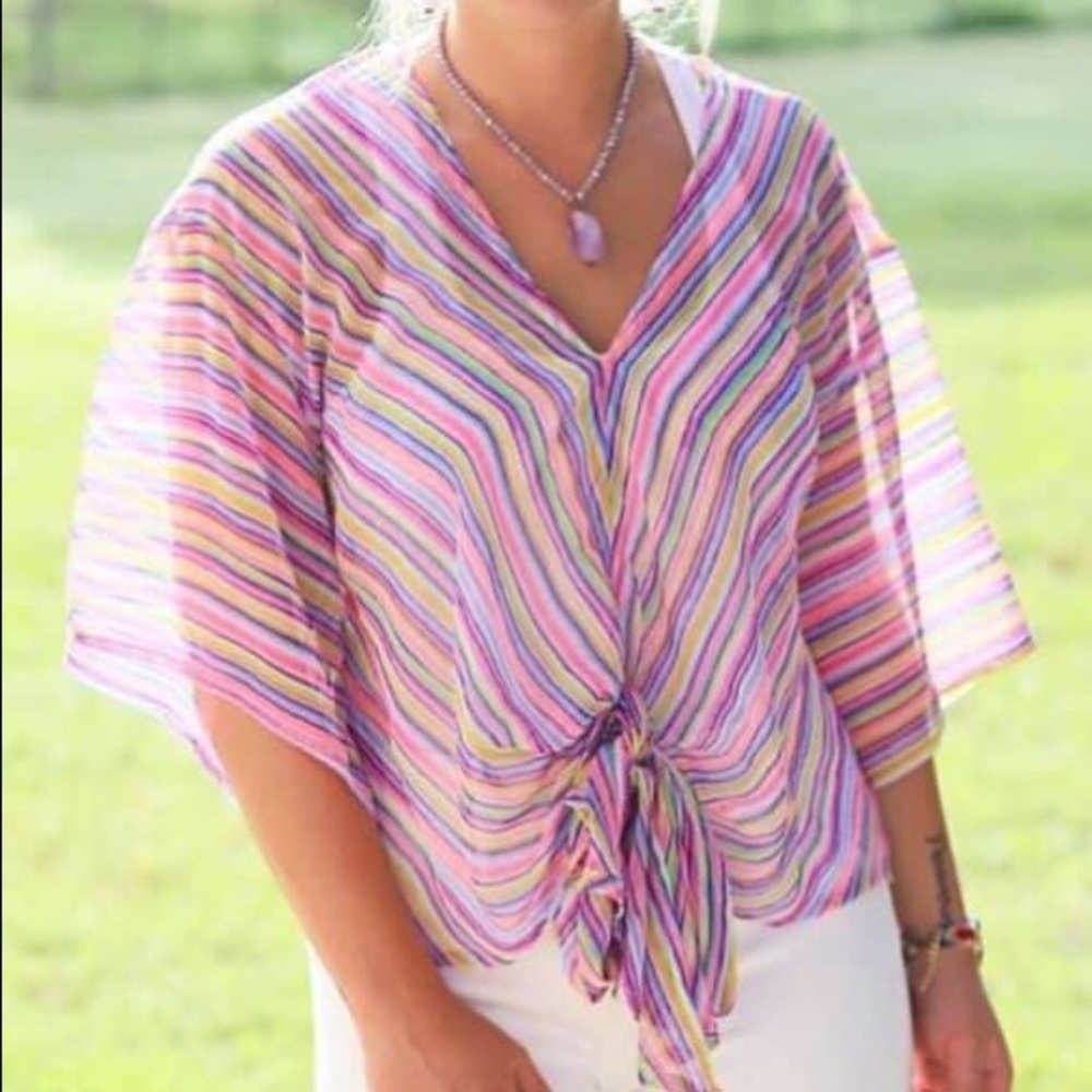 Sheer Neon Stripe Top
